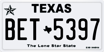 TX license plate BET5397