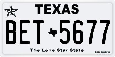 TX license plate BET5677