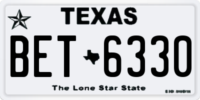 TX license plate BET6330