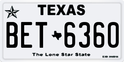 TX license plate BET6360
