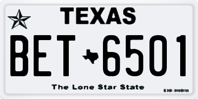TX license plate BET6501