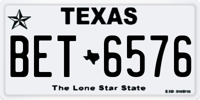 TX license plate BET6576