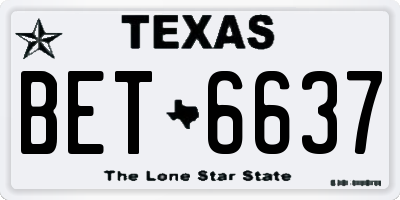 TX license plate BET6637