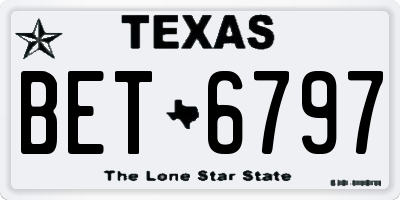 TX license plate BET6797