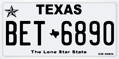 TX license plate BET6890