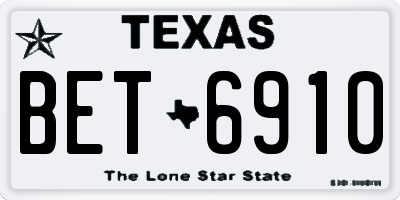 TX license plate BET6910