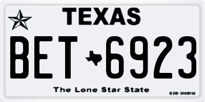 TX license plate BET6923