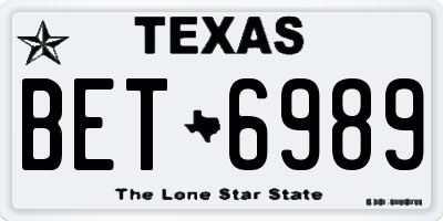 TX license plate BET6989