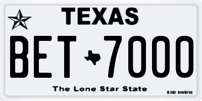 TX license plate BET7000