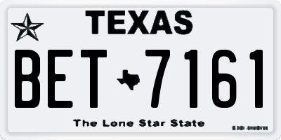 TX license plate BET7161