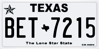 TX license plate BET7215