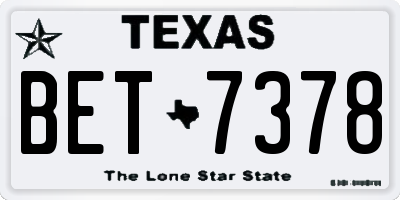 TX license plate BET7378