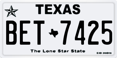 TX license plate BET7425