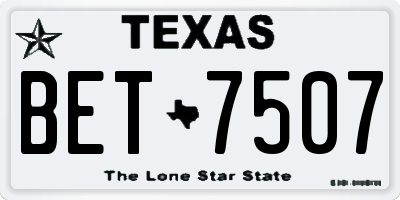 TX license plate BET7507