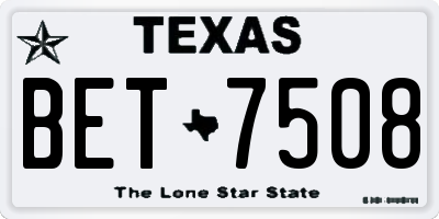 TX license plate BET7508