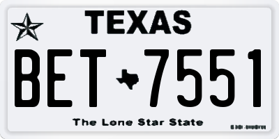 TX license plate BET7551