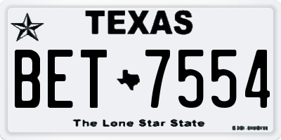 TX license plate BET7554
