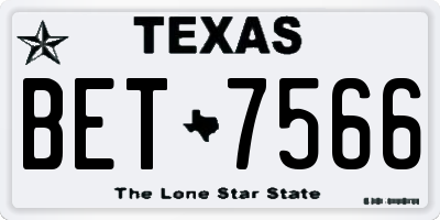 TX license plate BET7566
