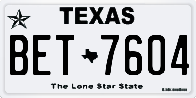 TX license plate BET7604