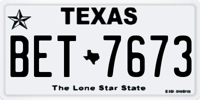 TX license plate BET7673