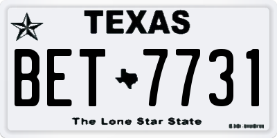 TX license plate BET7731