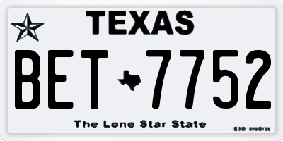 TX license plate BET7752