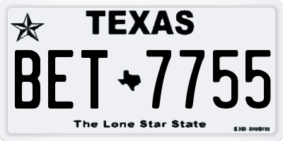 TX license plate BET7755