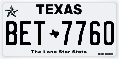 TX license plate BET7760