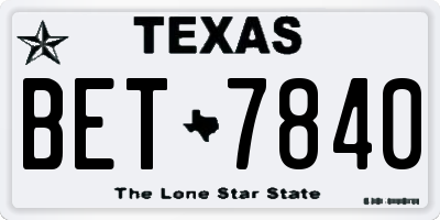TX license plate BET7840