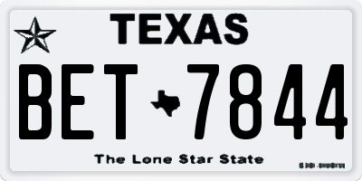 TX license plate BET7844