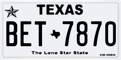 TX license plate BET7870