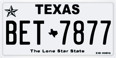 TX license plate BET7877