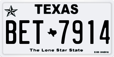 TX license plate BET7914