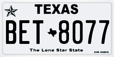 TX license plate BET8077