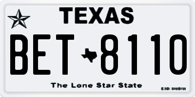 TX license plate BET8110