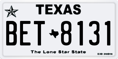TX license plate BET8131