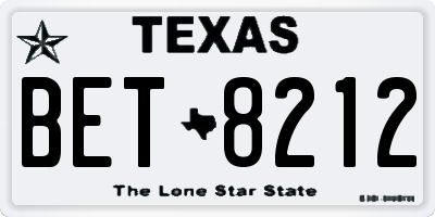 TX license plate BET8212