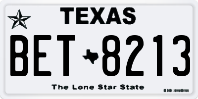 TX license plate BET8213