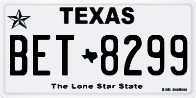 TX license plate BET8299