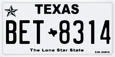 TX license plate BET8314