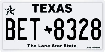 TX license plate BET8328