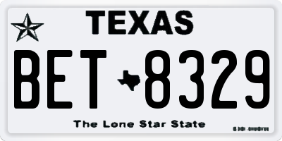 TX license plate BET8329