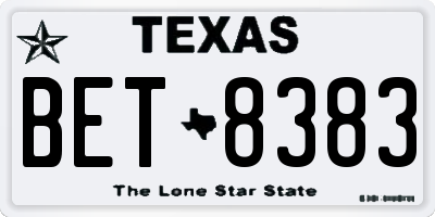 TX license plate BET8383