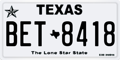 TX license plate BET8418