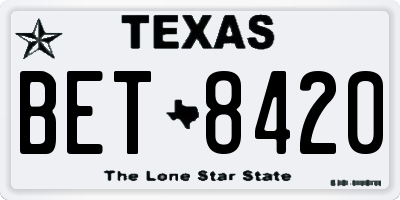 TX license plate BET8420