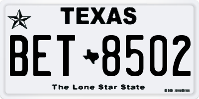 TX license plate BET8502