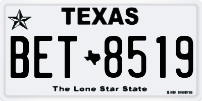 TX license plate BET8519