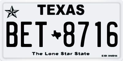 TX license plate BET8716