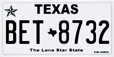 TX license plate BET8732