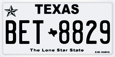 TX license plate BET8829